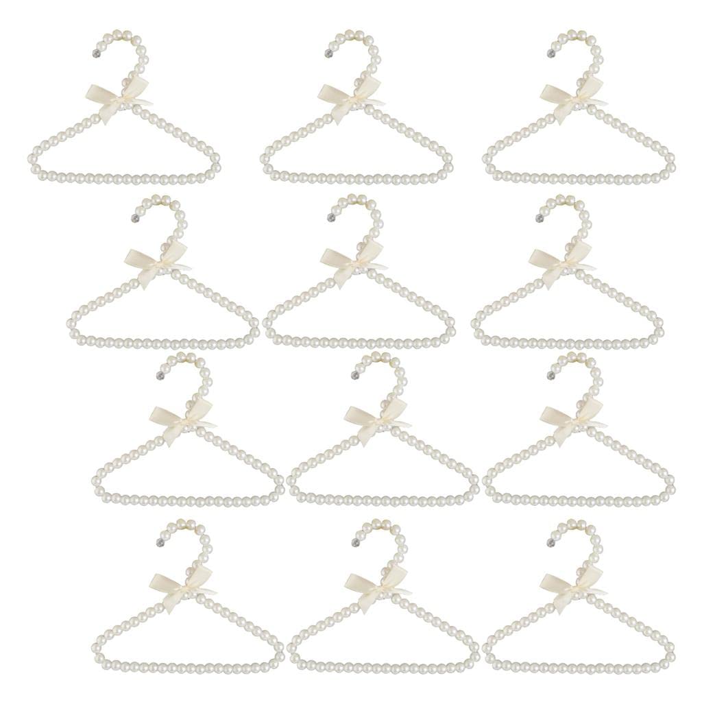 misppro Kleiderbügel aus Kunststoff mit weißen Perlen, für Hosen, Röcke, 20 cm, 12 Stück