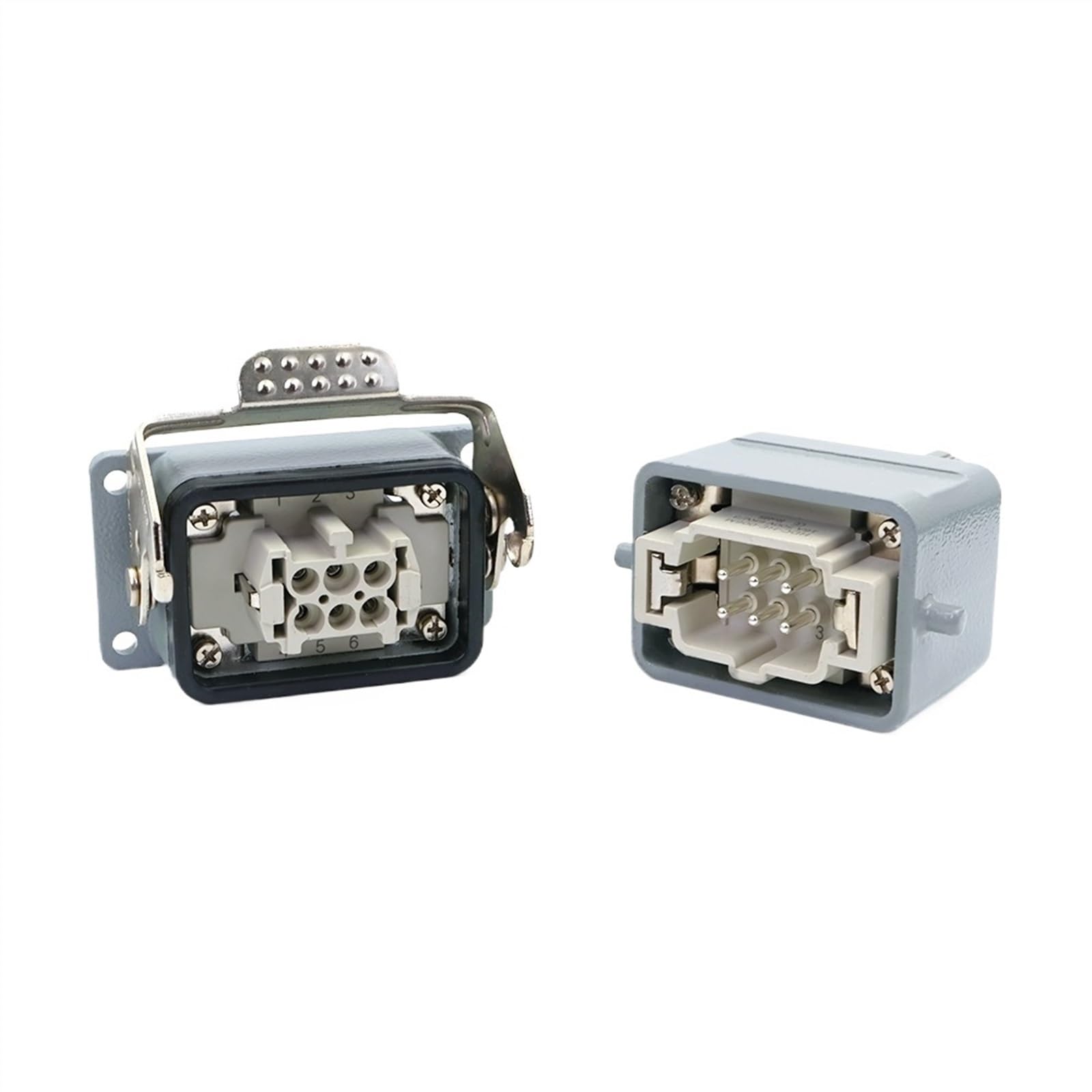 Conector rectangular de alta resistencia HDC HE 6 pines 500 V 16 A Contacto Conector de tornillo de potencia industrial Entrada lateral/superior HDC-HE-06(Top entry)