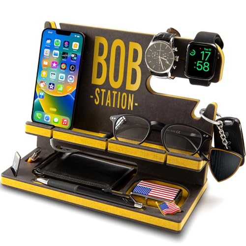 Greta Oto Personalized Wood Docking Station for Cell Phone, Tablet,