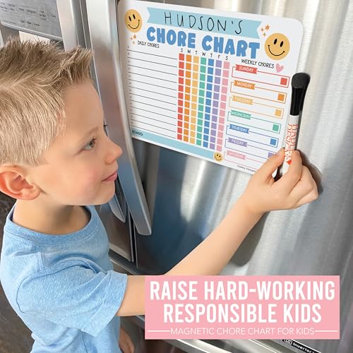 Image of Hadley Designs Magnetic Chore Chart for Kids Multiple Kids - Dry Erase Family Chore Chart for Fridge, Weekly Chores Checklist Kid, Behavior Charts for Home, Classroom Retro Chores Board in School