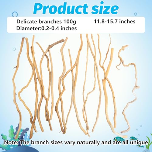 Image of Hamiledyi Natural Driftwood for Aquarium Decor - Red Moor Wood 10 inch-15 inch Long Assorted Shapes (100g) Safe Branches for Fish Tank & Reptile Habitat - Natural Aquarium Wood Decorations (Delicate branches)