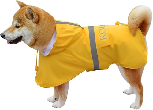 Miniatura 8 de Impermeable para perros grandes, poncho impermeable para perros medianos y grandes (amarillo, 5XL)