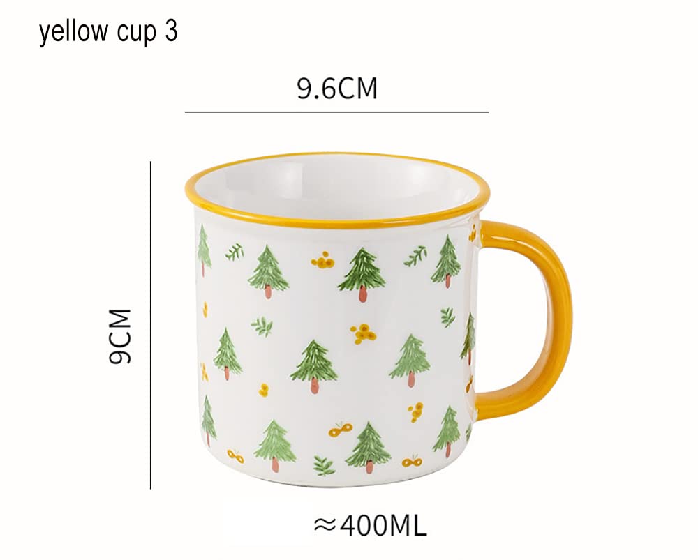 Juego de 4 tazas esmaltadas para acampar de viaje, duraderas y gruesas, para el hogar y la oficina (amarillo)