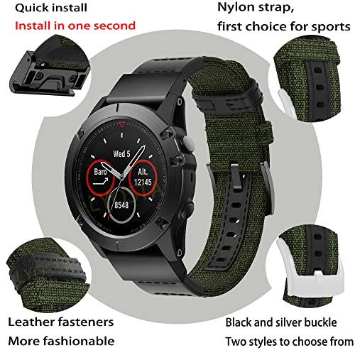 Correa de lona de 26mm para Garmin Fenix 5X 6X Pro Forerunner 935 945 5