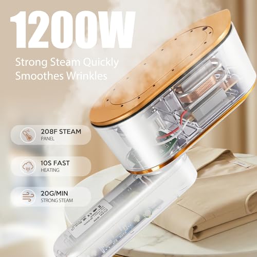 Image of Droyek Portable Travel Steamer for Clothes, 1200W Powerful 2 In 1 Steamer & Iron,10s Fast Heat,4 Modes with LED Display, 150ml Water Tank Powerful Wrinkle Remover for Home,Office, Travel