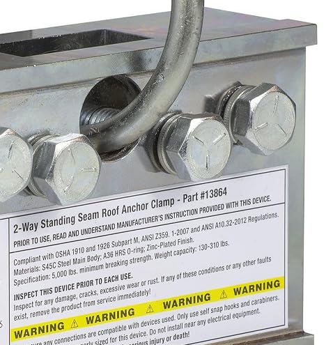 Reusable 2-Way Standing Seam Roof Anchor Clamp, Non-Penetrating Design Galvanized Steel Roof Anchoring Clips That Accommodate A Variety Of Seam Widths, For Use On Roofs Or Securing Ladders, 5000lbs
