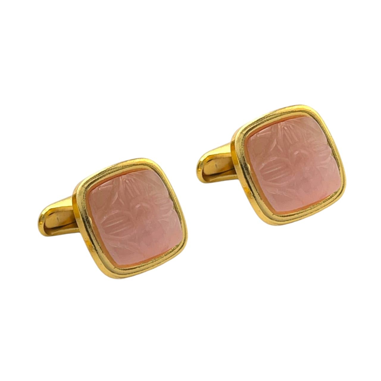 LBV 24kt Pure Gold Plated Premium Stone Carved Cufflink for Men