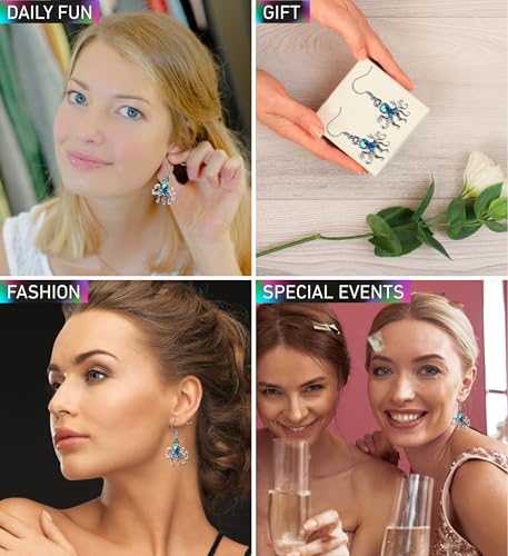 Aqua79 Octopus Earrings - Elegant New Zealand Blue Paua Shell Jewelry Ocean Animal Octopus Earrings for Women, Charming Ocean Themed Jewelry Gift - 1.35 Inches3