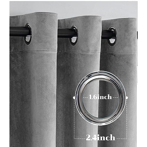 Image of Amazon Brand - Solimo Velvet Curtain Set of 2 (52x84 Inch) Plain Door & Window Curtains for Living Room & Bedroom |75% Light Blocking, Eyelet Curtains for Home Decor in Silver Color (4 feet x 7 feet)