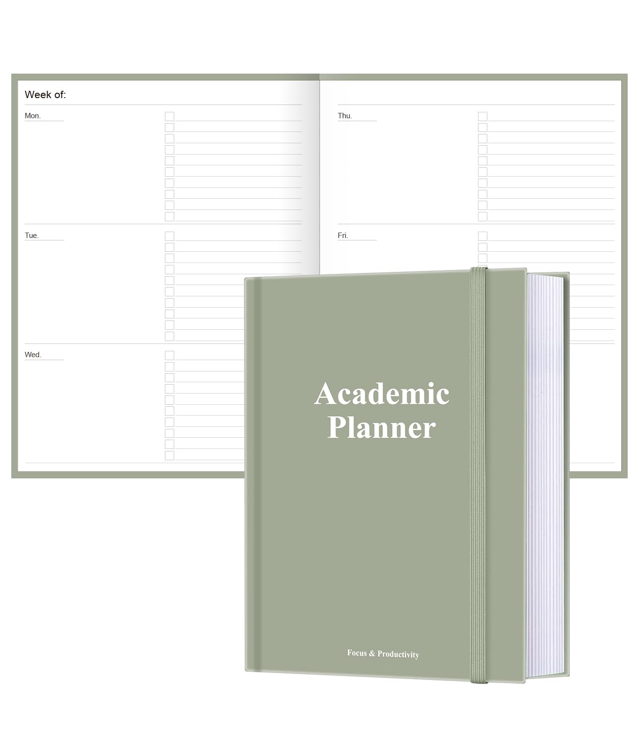 Agenda accademica 2025-2026 - Agenda settimanale non datata per studenti scolastici, liceali, universitari e infermieristici, 21,6 x 27,9 cm, verde