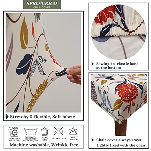 SPRINGRICO Chair Covers for Dining Room Set of 2, Stretch Dining Chair Cover, Washable Spandex Kitchen Parsons Chair Slipcovers, Removable Seat Protector for Home or Party (2 Pack, FLORAL4)