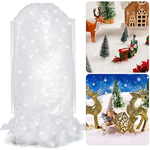 Christmas Fake Snow Decor Artificial Glitter Snow Indoor Snow Blanket White Soft Fluffy Fake Snow Holiday Winter Snow Decorations for Christmas Displays Christmas Tree Village Supplies (3.53 oz) Cover