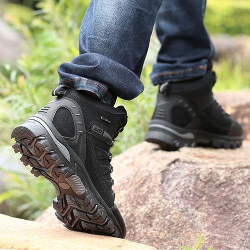 WOWEI Wanderstiefel Wanderschuhe wasserdichte Outdoor Sportlich Gleitsicher Bequem Leicht Bergstiefel Trekking Schuhe Damen Herren Wanderhalbschuhe, Schwarz-1, 39 EU