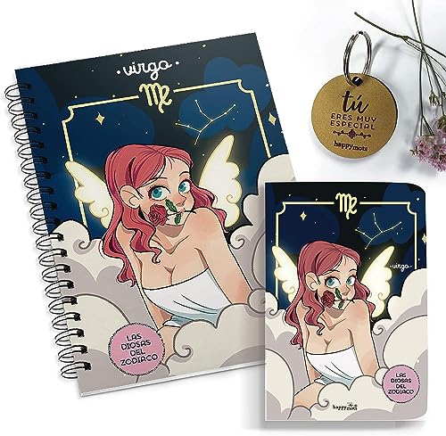 HappyMots - Pack Caja de regalo Horóscopo | Libreta A5 + Libreta A6 + Llavero Tú eres especial | Signo del Zodíaco: VIRGO | Regalo original para sorprender HappyMots - Pack Caja de regalo Horóscopo | Libreta A5 + Libreta A6 + Llavero Tú eres especial | Signo del Zodíaco: VIRGO | Regalo original para sorprender