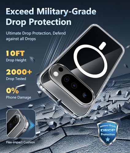 Image of FNTCASE for Google Pixel-10-Pro XL Case: Clear Pixel 9 Pro XL Phone Cases Magnetic with Screen Protector Transparent Slim Cell Cover Anti Yellowing Rugged Shockproof Protective (Clear)