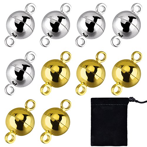 Hotop 10 Pieces Jewelry Magnetic Clasps Round Magnetic Clasps for Bracelet Necklace Making