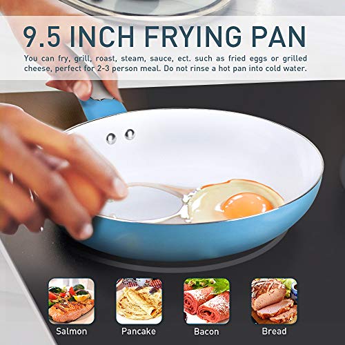 SHINEURI 10 Pieces Nonstick Pots and Pans Set with Glass Lid Ceramic Cookware Set for Induction, Electric, and Ceramic Glass, Dishwasher Safe