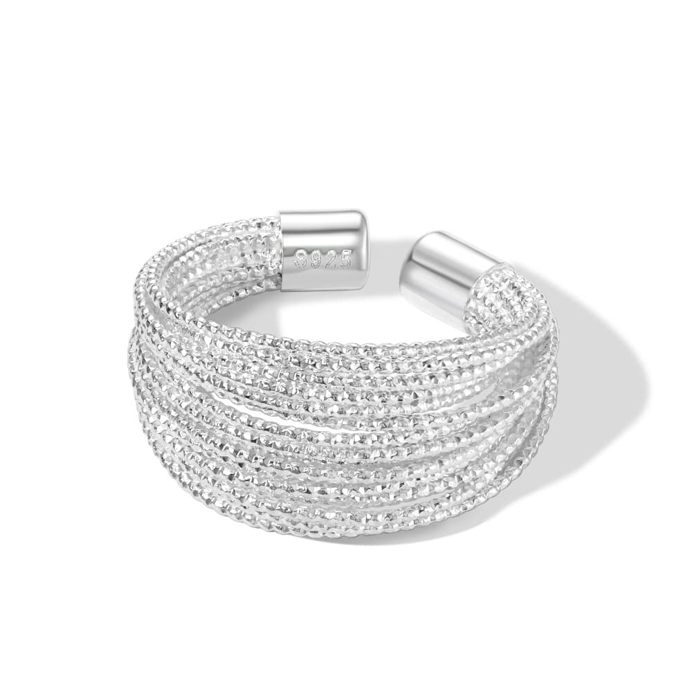 MISS JO 92.5 Sterling Silver Multilayer Rope Ring, Adjustable Statement Ring, Classics Collection, Gift for women and girls, BIS Hallmarked - Rhodium Finish (B0C6H11QHG) Amazon Price History, Amazon Price Tracker