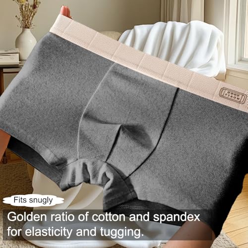 1 Pcs Men's Cotton Boxer Briefs,Wicking Underwear,Comfortable,Soft,Breathable,Regular, Dark gray3