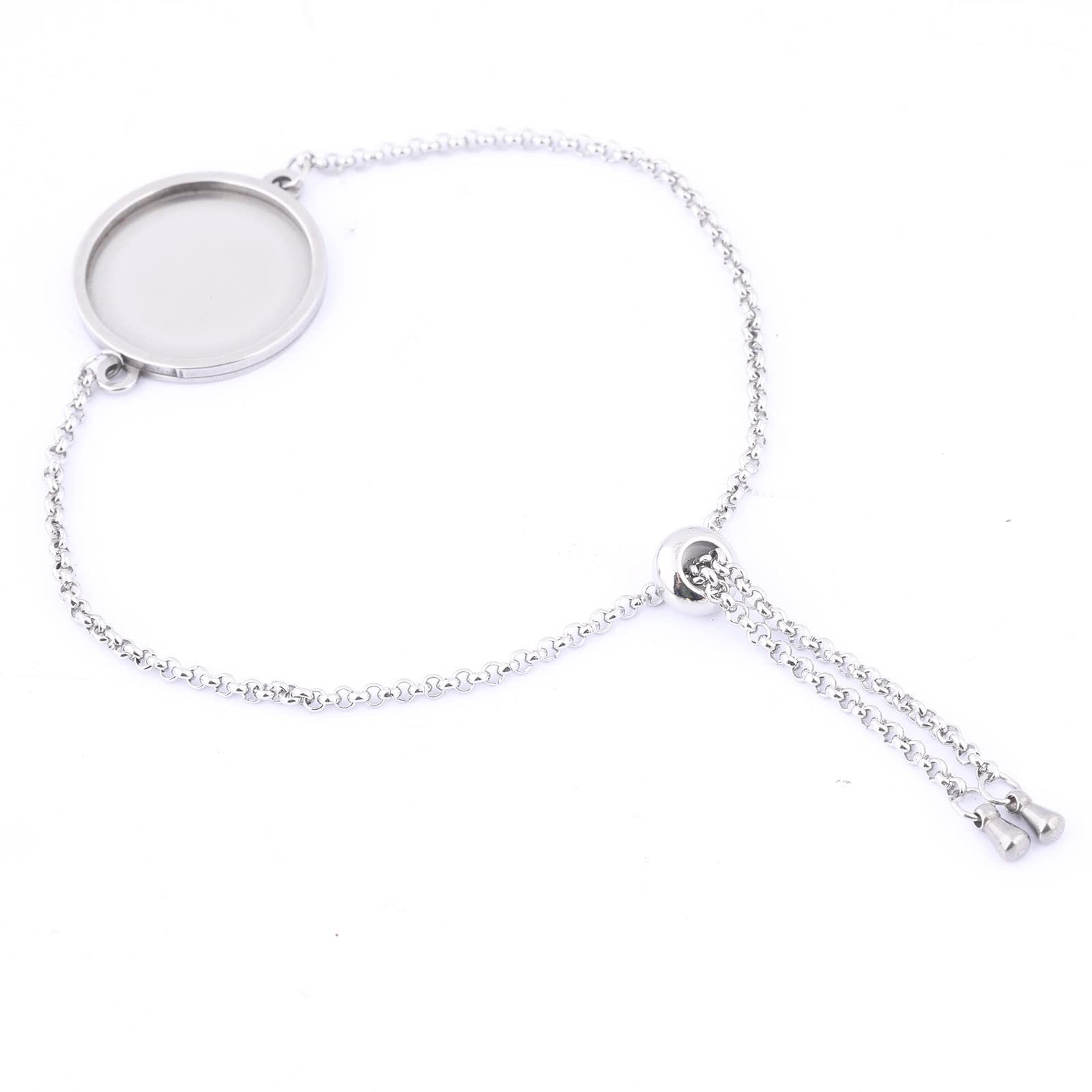 Reidgaller 10pcs Stainless Steel 20mm Cabochon Bezel Bracelet Blanks Trays Diy Cameo Base Setting Accessories For Bracelets Making