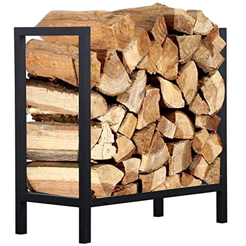 Soporte De Leña, Hierro Forjado para Leña, Estante para Herramientas De Chimenea, Soporte Leñero para Almacenamiento De Madera, Accesorios para Estufa, 61X30x61cm, Color Negro