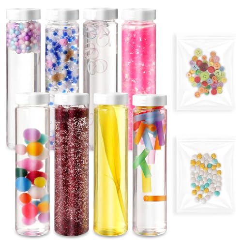 8PCS Sensory Bottle with Filler for Toddlers DIY Calming Bottles with Decorative Fillers Calm Down Corner Supplies Preschool & Kindergarten Classroom Must Haves