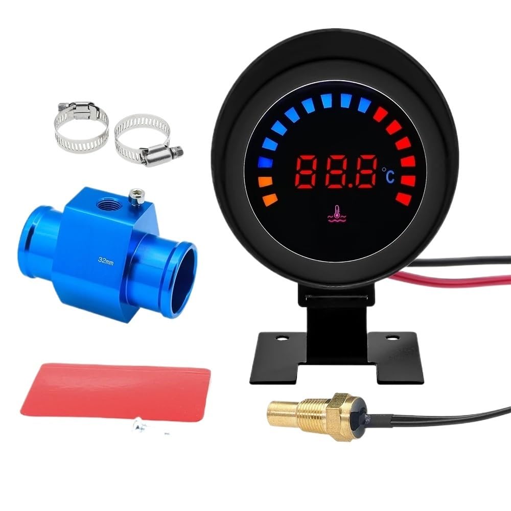 Tachimetro rpm moto Misuratore Temperatura Dell'acqua Automatico Da 52 Mm, Termometro Digitale Universale Sensore Temperatura Dell'acqua, Adattatore 1/8NPT 26-40 Mm, 12 V