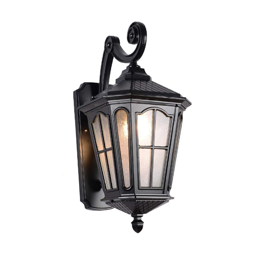 VDOQTLJT Outdoor Waterproof IP55 Wall Lamp Courtyard European Creativity Patio Bar Aisle Balcony Decor Light Lantern Retro Garden Villa Exterior Sconce E27 Fixture(Nero)