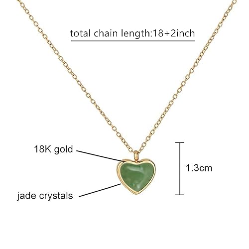 Miniatura 4 de Jade Heart Necklace for Women,Mothers Day Necklace18K Gold Heart Necklace for Women as Jade Jewelry for Women or Green Necklace for Birthday Gifts