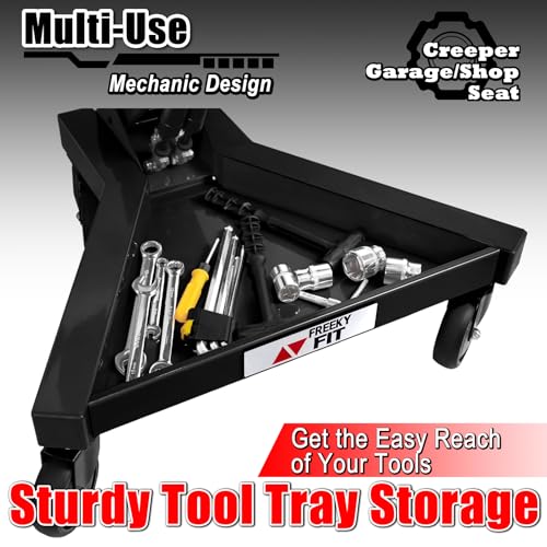 Image of Mechanic Stool with Wheels, Hydraulic Adjustable Shop Stool on Wheels, Garage Work Rolling Chair for Workshop, 400 LBS Capacity, 4 Inch Casters, 360 Swivel Casters Roller Chair, Black