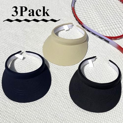 Image of 3 Pack Sports Sun Visor Hat Women Men Adjustable Clip On Visors Outdoor Golf Beach Cap