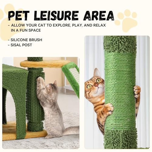Árbol para gatos DWVO 37 pulgadas con cepillo de autoacicalamiento miniatura 5