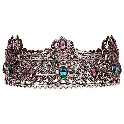 CROWN GUIDE Gold King Crowns for Men Gothic, Royal Crown with Red Rhinestone, Birthday Crown for Men, Wedding Cosplay Homecoming Prom Party Decorations Crown, Perfect Gifts for Men