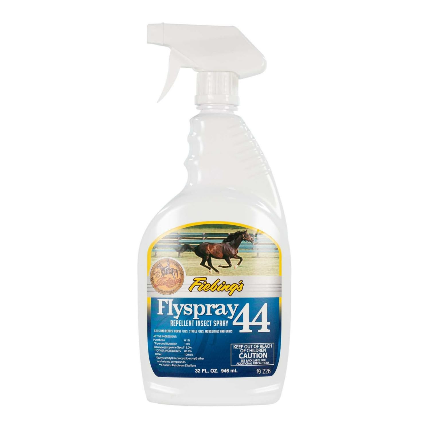 Fiebing's Fly Spray 44 (32 oz) - Horse Fly Spray Insect Repellent - Long Lasting Barrier Kills & Repels Mosquitoes, House Flies, Horse Flies, Gnats on Dogs & Horses - Contains Lanolin & Citronella