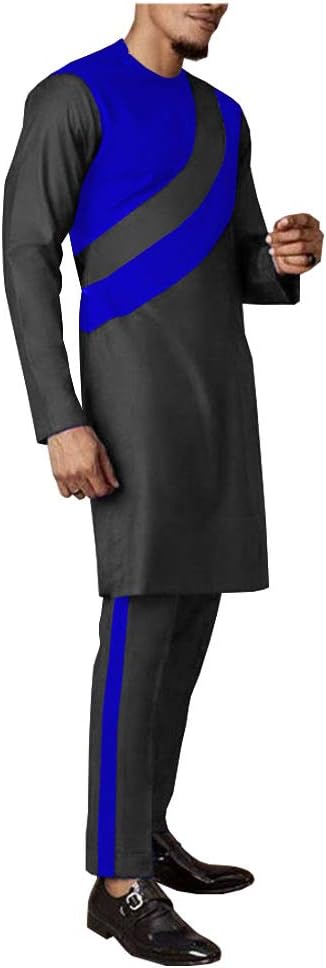 Tracksuit Men African Clothing Long Coats and Trousers 2 Piece Set Traditional Outfits Dashiki Outwear Wax Attire
