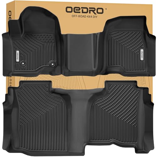 OEDRO Floor Mats Fit for 2019-2026 for Chevy Silverado/GMC Sierra 1500, 2020-2026 2500HD 3500HD, Double Cab with 1st Bench Seats, NO Rear Underseat Storage Box, All Weather TPE Floor Liner Set by OEDRO - Used condition - US$95.69
