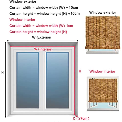 Outdoor Blinds Roll Up Shade,Bamboo Roll Up,Roman Roller Blinds,Reed Curtains With Lift,Sun Protection, Roller Blind For Indoor And Outdoor Retro Reed Curtain, Customizable-23×59In(Wxh)-Brown #TOP6