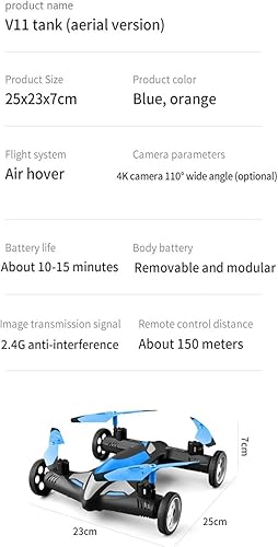 Miniatura 4 de - 2 en 1 2.4G RC Drone Air-Ground Flying Car 4K HD Cámara Dron Quadcopter con luz nocturna LED Juguetes para helicópteros (Color  Naranja Tamaño