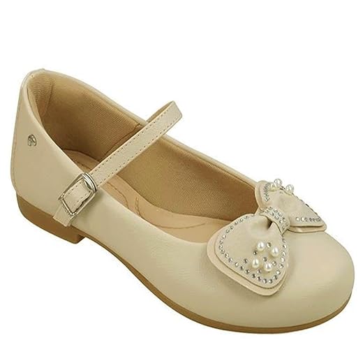 Sapatilha Infantil Pampili Angel Fivela Com Laço Strass Nude Tamanho:23