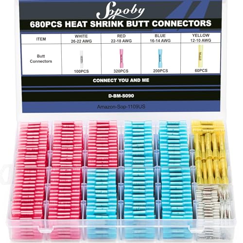 680pcs heat shrink butt connectors kit