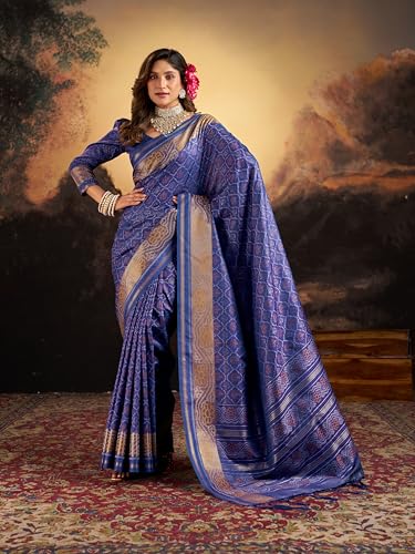 Image of SWORNOF Women's Kanjivaram Soft Silk Banarasi Sarees With Unstiched Blouse Piece