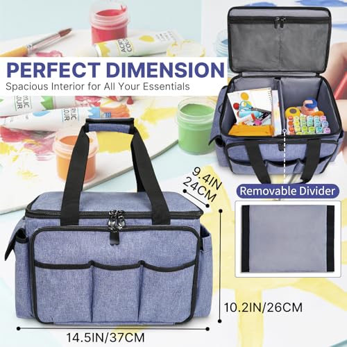 Image of ORKELS Craft Supplies Organizer Bag, Portable Storage Tote for Scrapbooking, Sewing, Knitting, Journaling, Art Projects & Teacher Supplies, Multi-Pocket Carrying Case