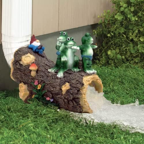 Gnome Gutter Downspout Extensions Splash Block Statue, Frog Outdoor Yard Decor, Garden Gutter Guard for Outsides, 2.5" X 3.5"Downspout Extender, Outdoor Garden Sculpture for Patio Yard and Lawn