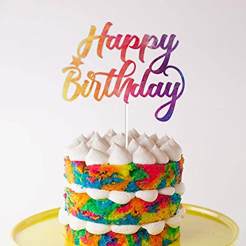 Tie Dye Happy Birthday Cake Topper For Tie Dye Party Carnival Party Decoration Supplies For Boys Girls #TOP3