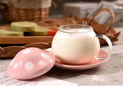 Miniatura 5 de Mozacona Taza de café con forma de hongo de vidrio con taza de té y taza de filtro