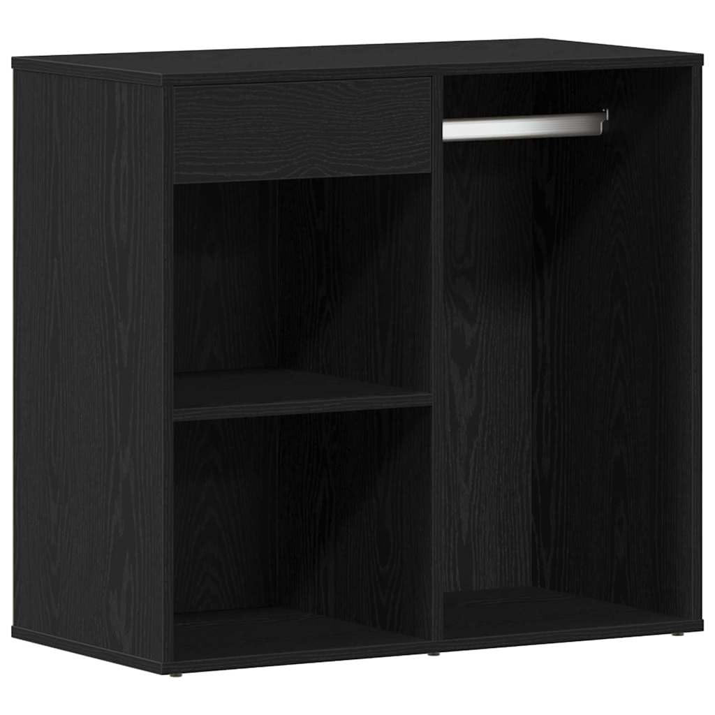 Armadietto cosmetico 80 x 40 x 75 cm, in legno con scaffale e cassetti, design moderno, effetto rovere nero, per camera da letto e soggiorno, versatile