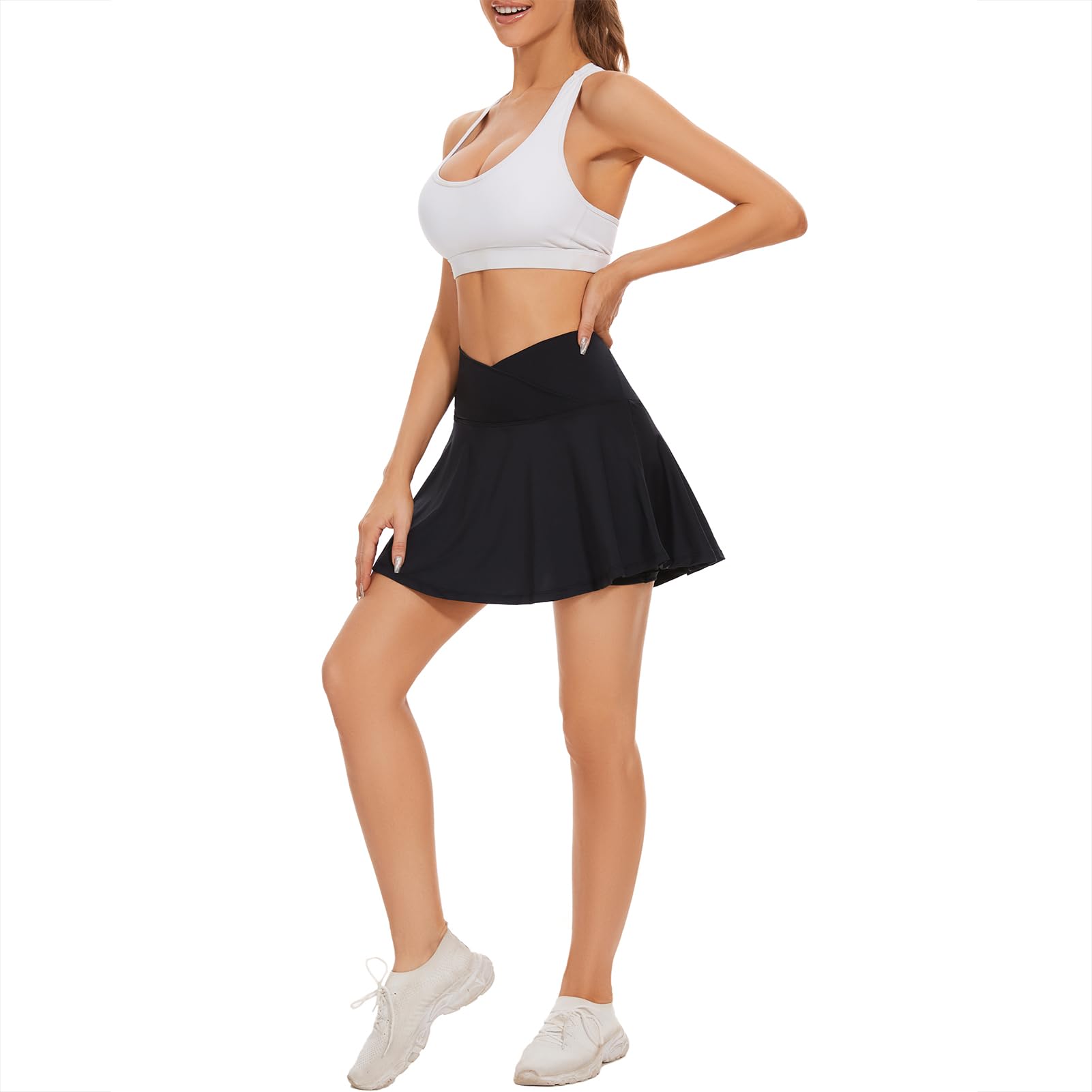 bpbtti Falda de tenis plisada para mujer, falda de golf cruzada con bolsillos, ropa deportiva, pantalones cortos de verano para entrenamiento