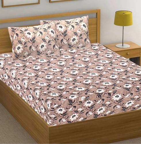 Image of BBSPED Innovation Double Bed Bedsheet Set with Floral Print | Cotton Bedsheet with 2 Pillow Covers | Soft & Breathable Fabric | King Size 90x100 Inches | Comfortable & Durable for Bedroom Use