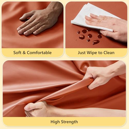 Premium Orange Faux Leather Upholstery Fabric - 54" Wide, 0.7MM Thick Durable PU Vinyl Material for Marine, Furniture, and DIY Crafts 5 Premium Orange Faux Leather Upholstery Fabric - 54" Wide, 0.7MM Thick Durable PU Vinyl Material for Marine, Furniture, and DIY Crafts - Image 4