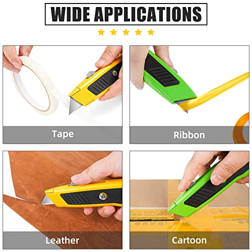 Image of DIYSELF 4 Pack Box Cutter Retractable, Razor Knife with Auto Lock, Box Opener with 10 Blades, Box Knife, Sharp Utility Knife Retractable, Boxcutter for Cardboard, Carton, Drywall, Exacto Knife